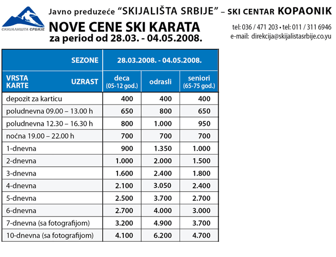 Kopaonik - infoKOP - Niže cene ski pass-a